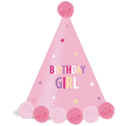 Party Essentials Fsc Papierhut mit Pom Pom Rosa 1St