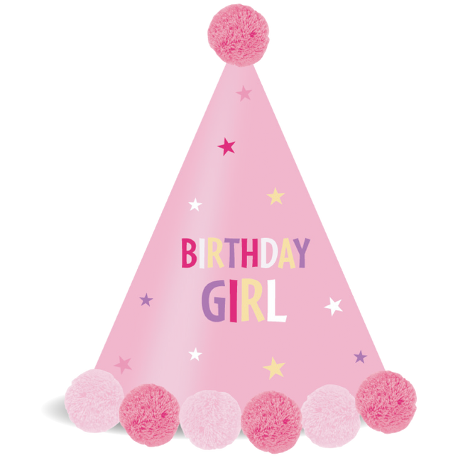 Party Essentials Fsc Papierhut mit Pom Pom Rosa 1St
