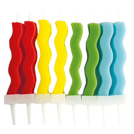 Bunte Kerzen gedreht 8Stück
