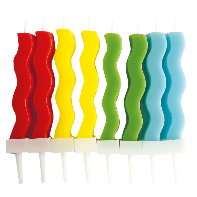Bunte Kerzen gedreht 8Stück
