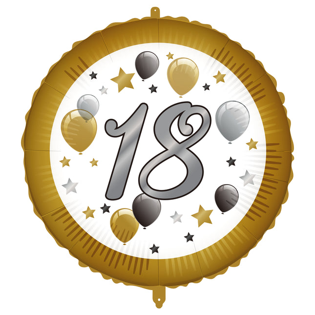 18 Jahre Helium Ballon Weiß Gold Leer 46cm