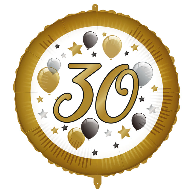 30 Jahre Heliumballon Weißgold Leer 46cm