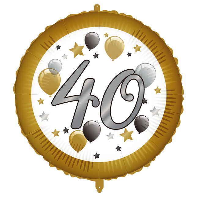 40 Jahre Heliumballon Weißgold Leer 46cm