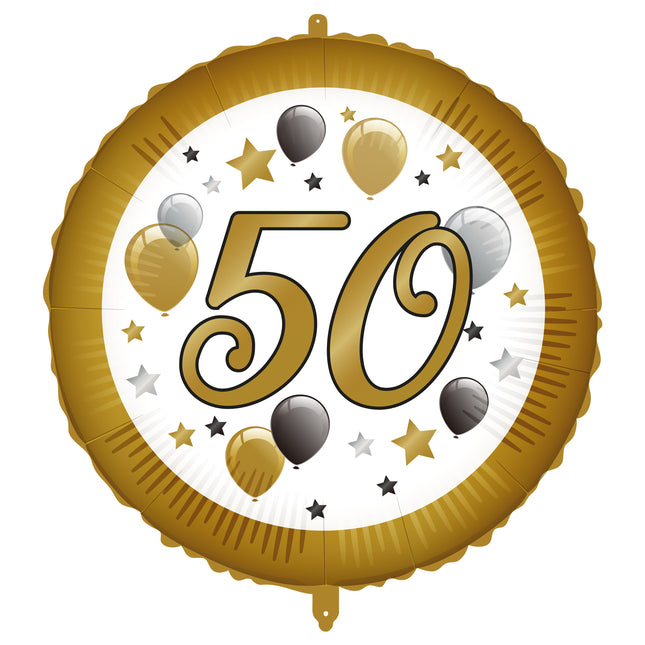 50 Jahre Helium Ballon Weiß Gold Leer 46cm