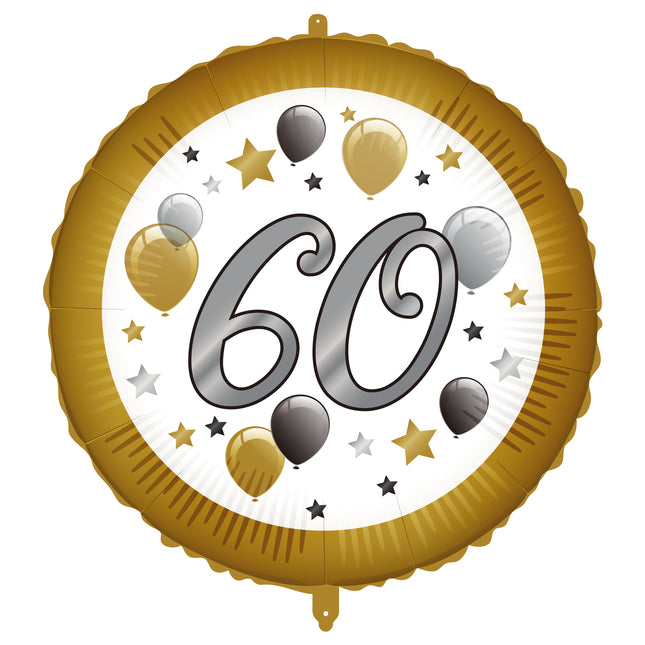 60 Jahre Heliumballon Weißgold Leer 46cm