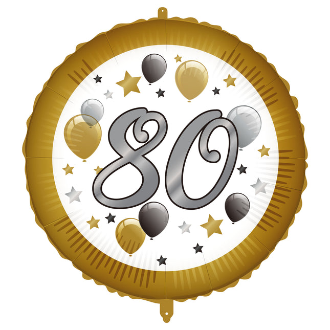 80 Jahre Heliumballon Weißgold Leer 46cm
