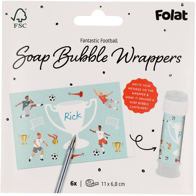 Fußball-Aufkleber für Seifenblasenflaschen 11cm 6 Stk.