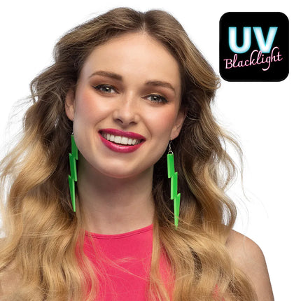 Ein Paar Ohrringe „Flash“ in Neongrün (UV)