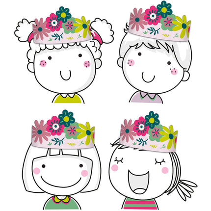 Blumen Krone Buntes Papier 6tlg