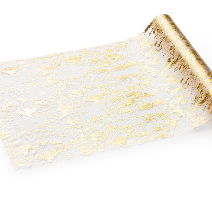 Gold Tischläufer Tüll Transparent 9m