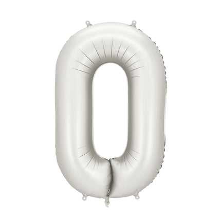 0 Jahr Figur Ballon Silber Satin Folie Leer 86cm
