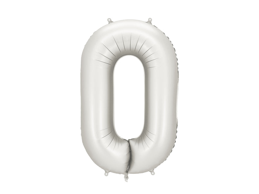 0 Jahr Figur Ballon Silber Satin Folie Leer 86cm