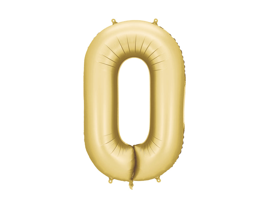 0 Jahr Figur Ballon Gold Satin Folie Leer 86cm