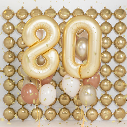 0 Jahr Figur Ballon Gold Satin Folie Leer 86cm