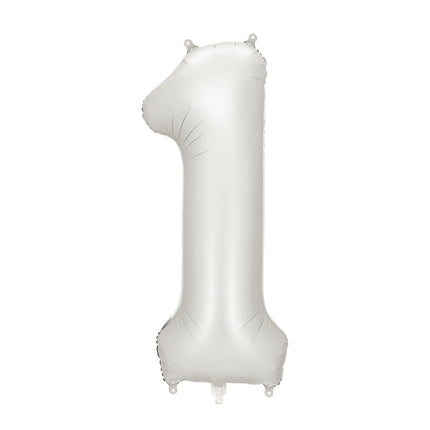 1 Jahr Figur Ballon Silber Satin Folie Leer 86cm