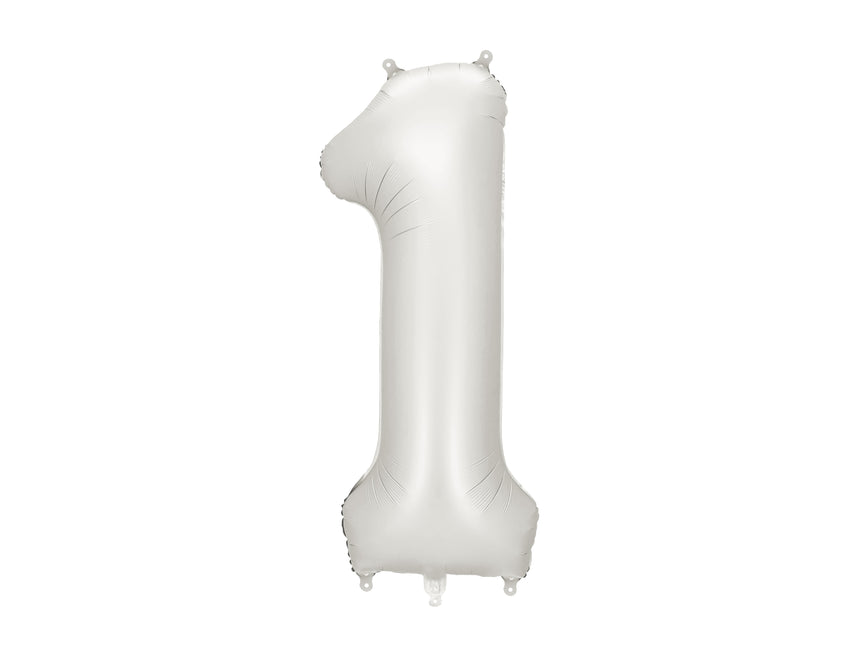 1 Jahr Figur Ballon Silber Satin Folie Leer 86cm