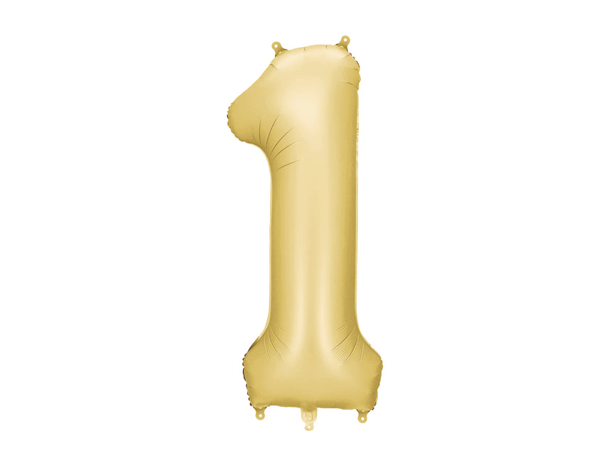 1 Jahr Figur Ballon Gold Satin Folie Leer 86cm