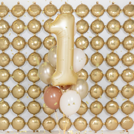 1 Jahr Figur Ballon Gold Satin Folie Leer 86cm