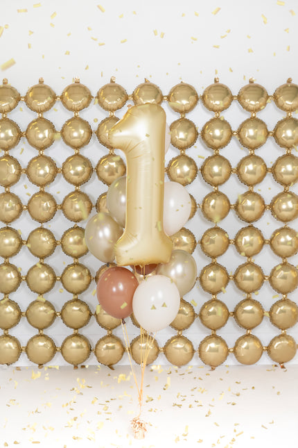 1 Jahr Figur Ballon Gold Satin Folie Leer 86cm