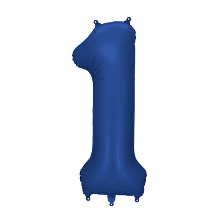 1 Jahr Figur Ballon Blau Satin Folie Leer 86cm