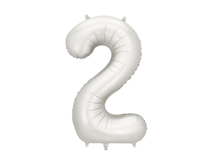 2 Jahr Figur Ballon Silber Satin Folie Leer 86cm