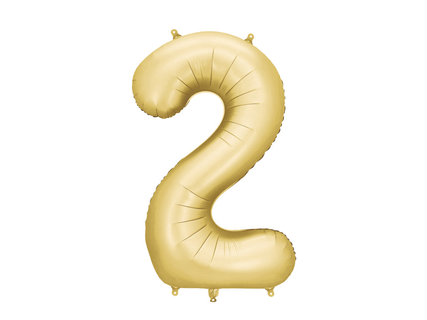 2 Jahr Figur Ballon Gold Satin Folie Leer 86cm