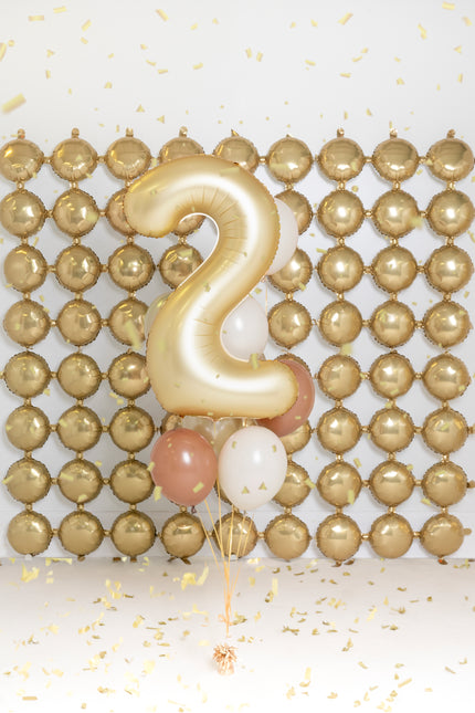 2 Jahr Figur Ballon Gold Satin Folie Leer 86cm