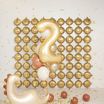 2 Jahr Figur Ballon Gold Satin Folie Leer 86cm