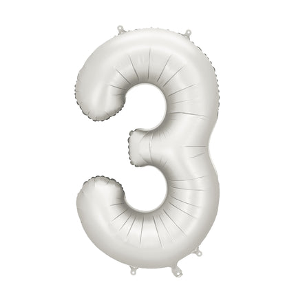 3 Jahre Figur Ballon Silber Satin Folie Leer 86cm