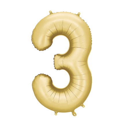 3 Jahre Figur Ballon Gold Satin Folie Leer 86cm