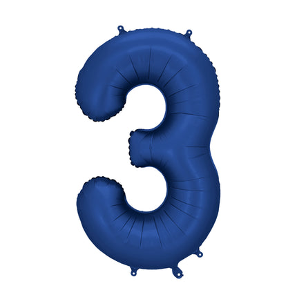 Folienballon Nummer '3', 86cm, navy