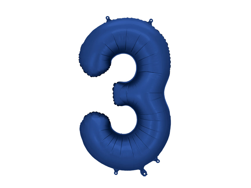 3 Jahre Figur Ballon Blau Satin Folie Leer 86cm