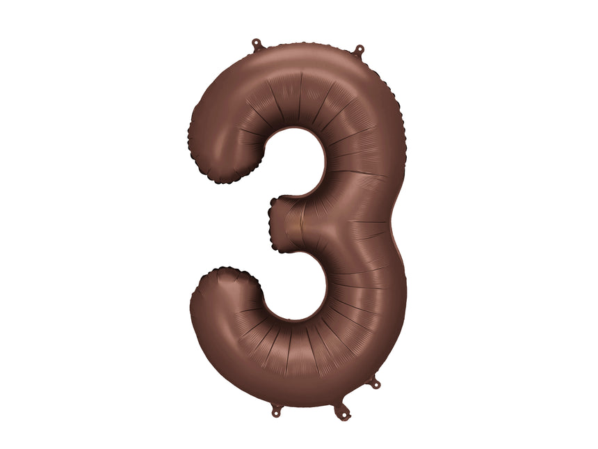 3 Jahre Figur Ballon Braun Leer 86cm
