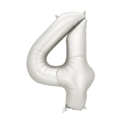 4 Jahr Figur Ballon Silber Satin Folie Leer 86cm
