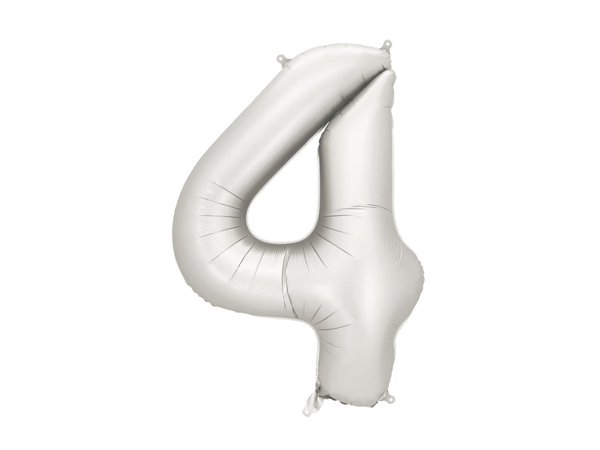 4 Jahr Figur Ballon Silber Satin Folie Leer 86cm