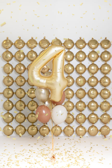 4 Jahre Figur Ballon Gold Satin Folie Leer 86cm