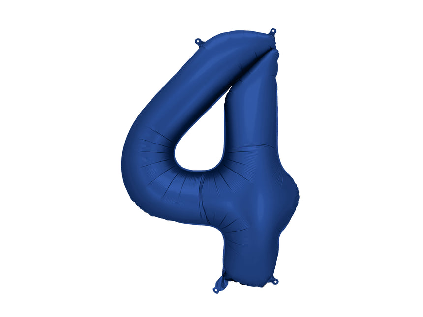 4 Jahr Figur Ballon Blau Satin Folie Leer 86cm