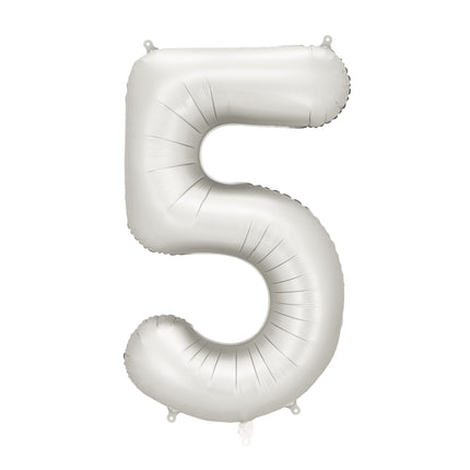5 Jahre Figur Ballon Silber Satin Folie Leer 86cm