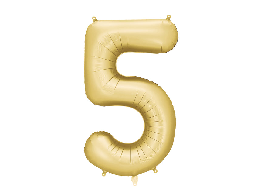 5 Jahre Figur Ballon Gold Satin Folie Leer 86cm