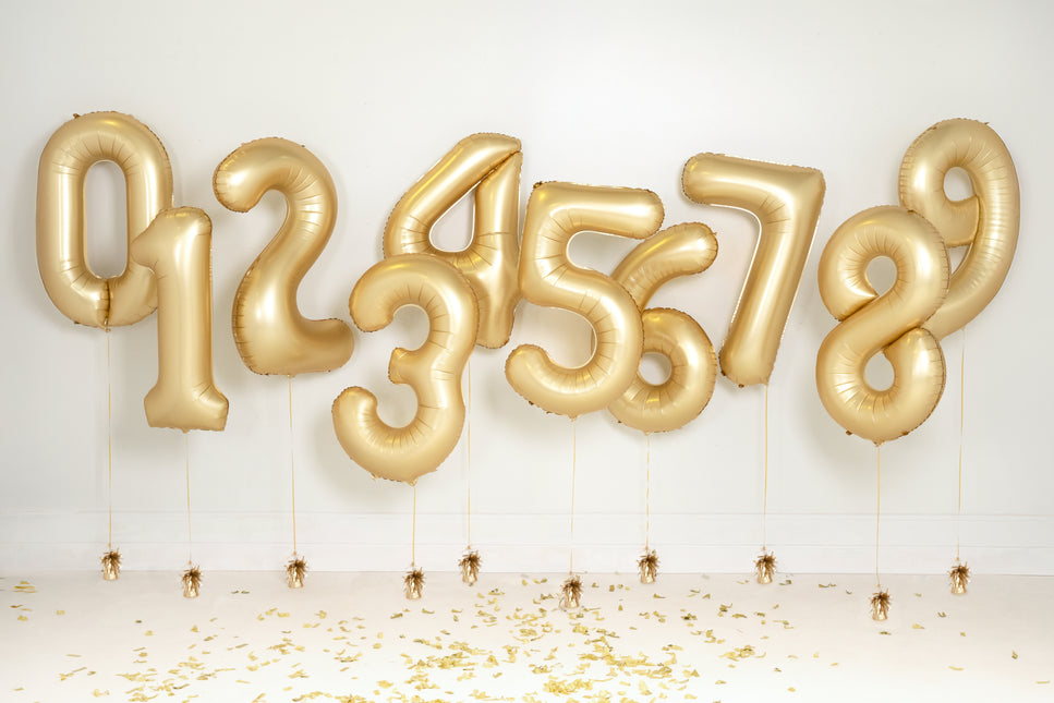 5 Jahre Figur Ballon Gold Satin Folie Leer 86cm