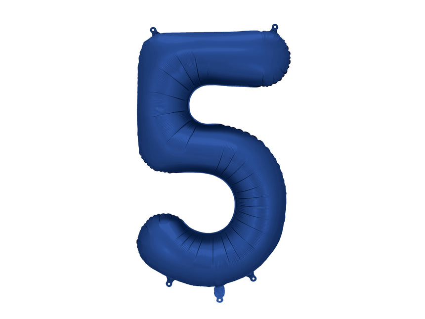 5 Jahre Figur Ballon Blau Satin Folie Leer 86cm