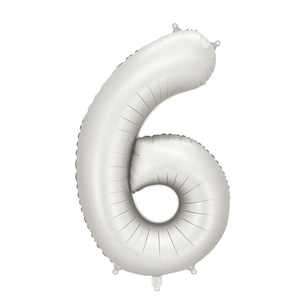 6 Jahre Figur Ballon Silber Satin Folie Leer 86cm
