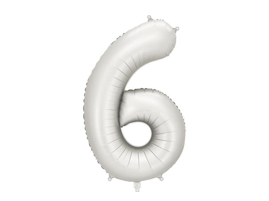 6 Jahre Figur Ballon Silber Satin Folie Leer 86cm