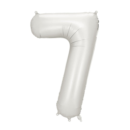 7 Jahre Figur Ballon Silber Satin Folie Leer 86cm