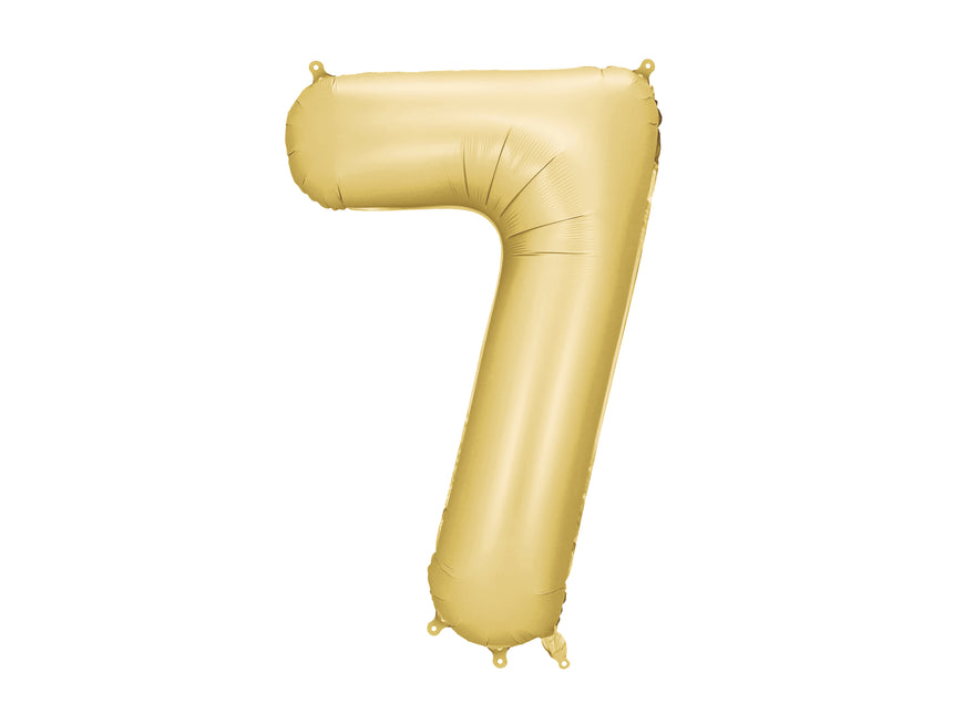 7 Jahre Figur Ballon Gold Satin Folie Leer 86cm