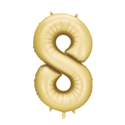 8 Jahre Figur Ballon Gold Satin Folie Leer 86cm