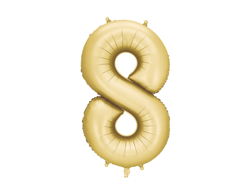 8 Jahre Figur Ballon Gold Satin Folie Leer 86cm