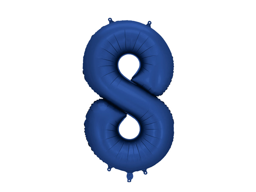 8 Jahre Figur Ballon Blau Satin Folie Leer 86cm