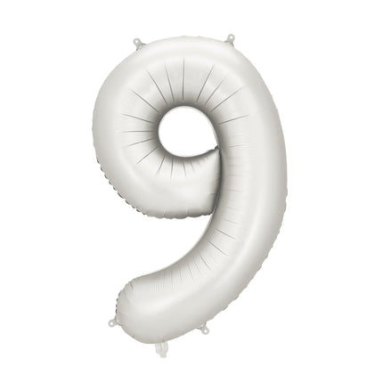 9 Jahre Figur Ballon Silber Satin Folie Leer 86cm