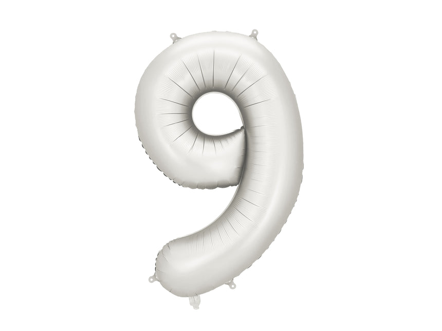 9 Jahre Figur Ballon Silber Satin Folie Leer 86cm